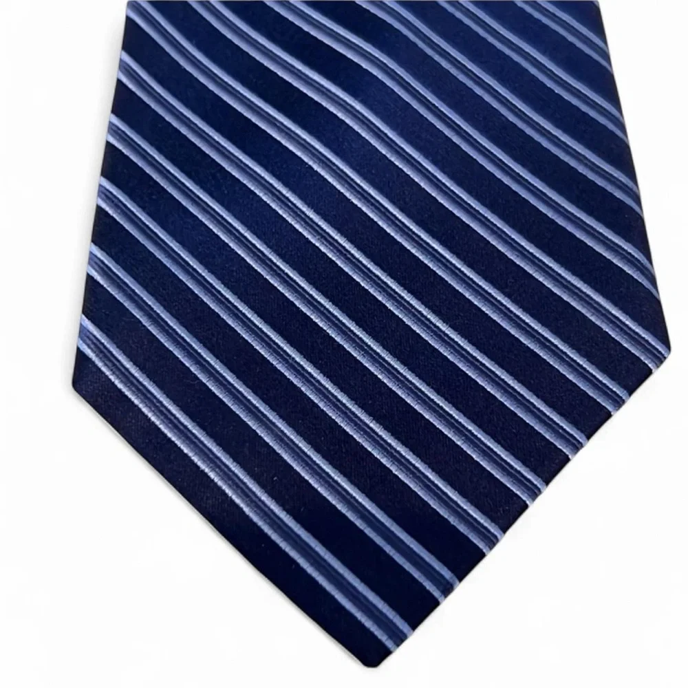 Jones New York Striped Silk Tie Blue